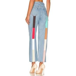 Still Here Nyc 'Tate' Blue High Rise Straight Crop Denim Jean Size 24